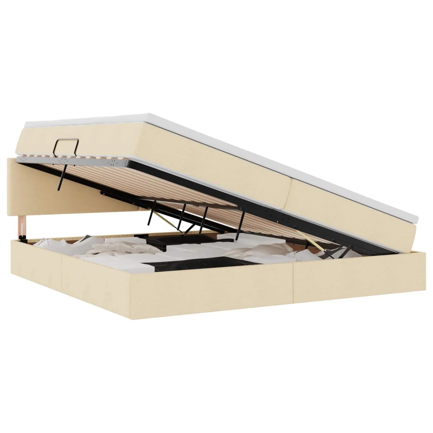 vidaXL Aufbewahrungsbett mit Matratze Creme 200 x 200 cm Holzwerkstoff 3370471