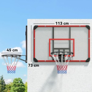 SPORTNOW Basketballkorb, Stahl/Kunststoff, schwarz/rot, 113x61x73cm, zur Wandmontage.