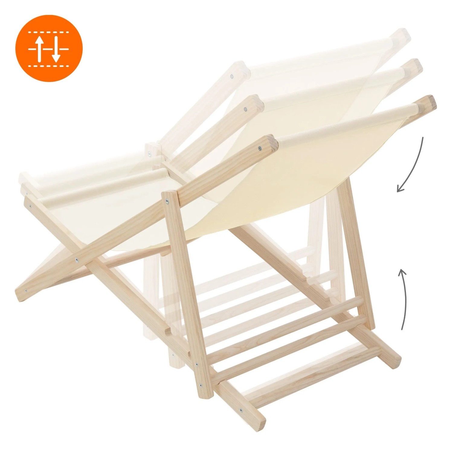 ECD Germany Liegestuhl 3Er Set Klappbar Beige aus Holz_6