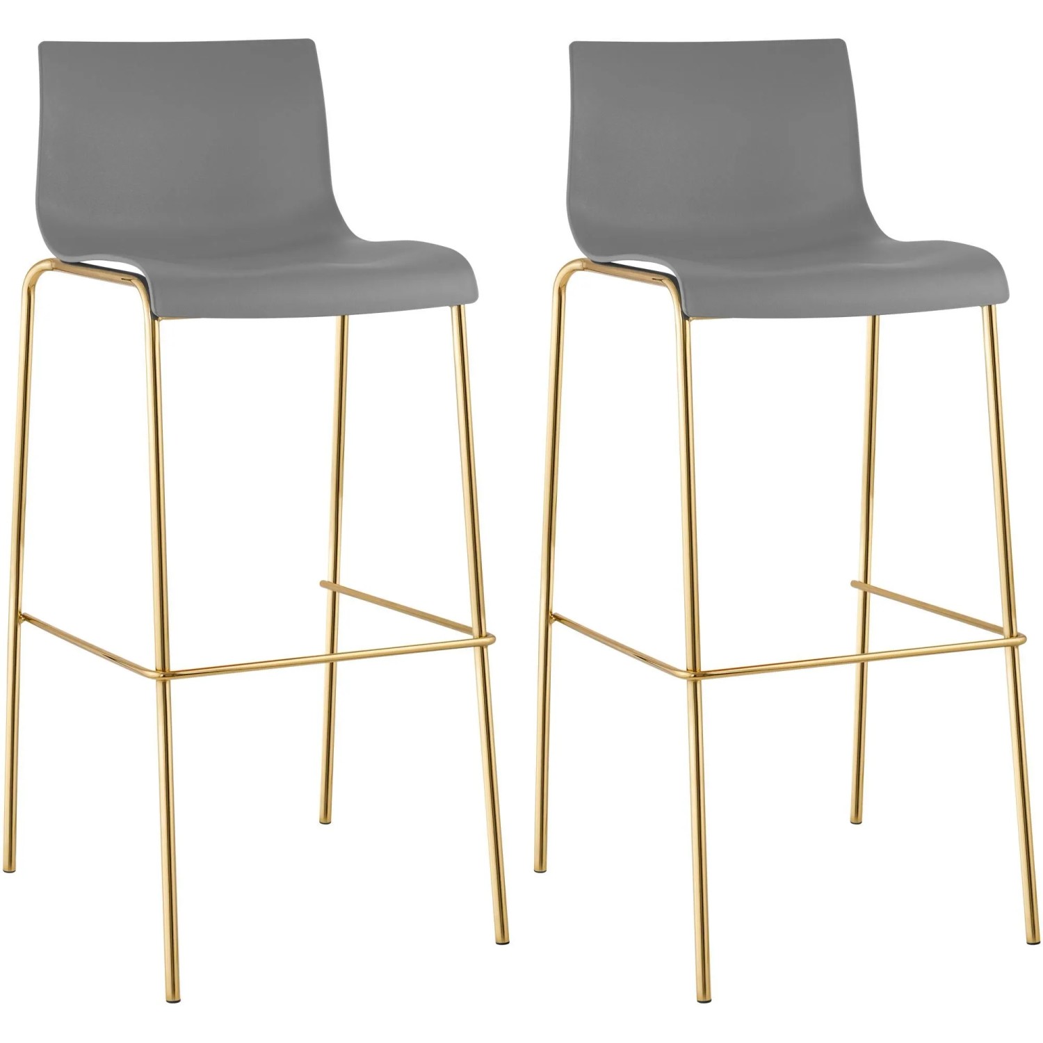 CLP 2er Set Barhocker Hover Kunststoff Vierfußgestell Gold Grau