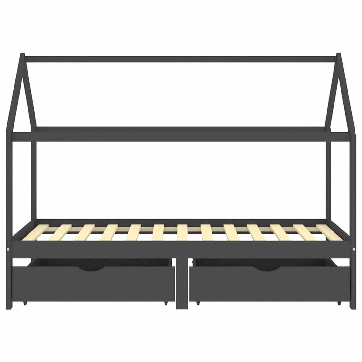 vidaXL Kinderbett mit Schubladen Dunkelgrau Massivholz Kiefer 90x200cm 322144