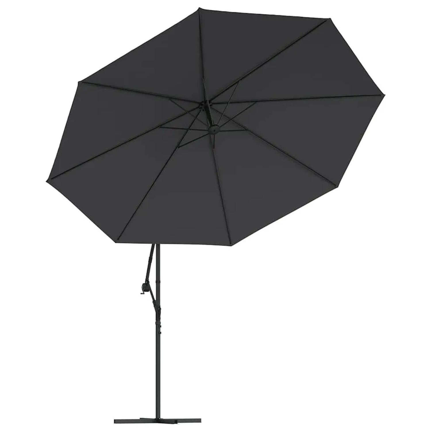 vidaXL Ampelschirm mit LED-Beleuchtung Stahl-Mast Schwarz 350 cm 313784