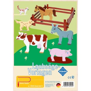 Pebaro Laubsägevorlage Bauernhof II: Tiere und Zaun aus Sperrholz zum Basteln.
