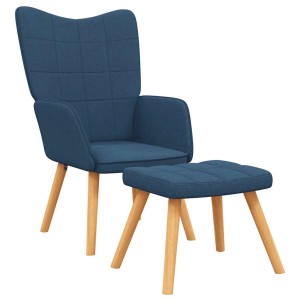 vidaXL Relaxsessel mit Hocker Blau Stoff 327934