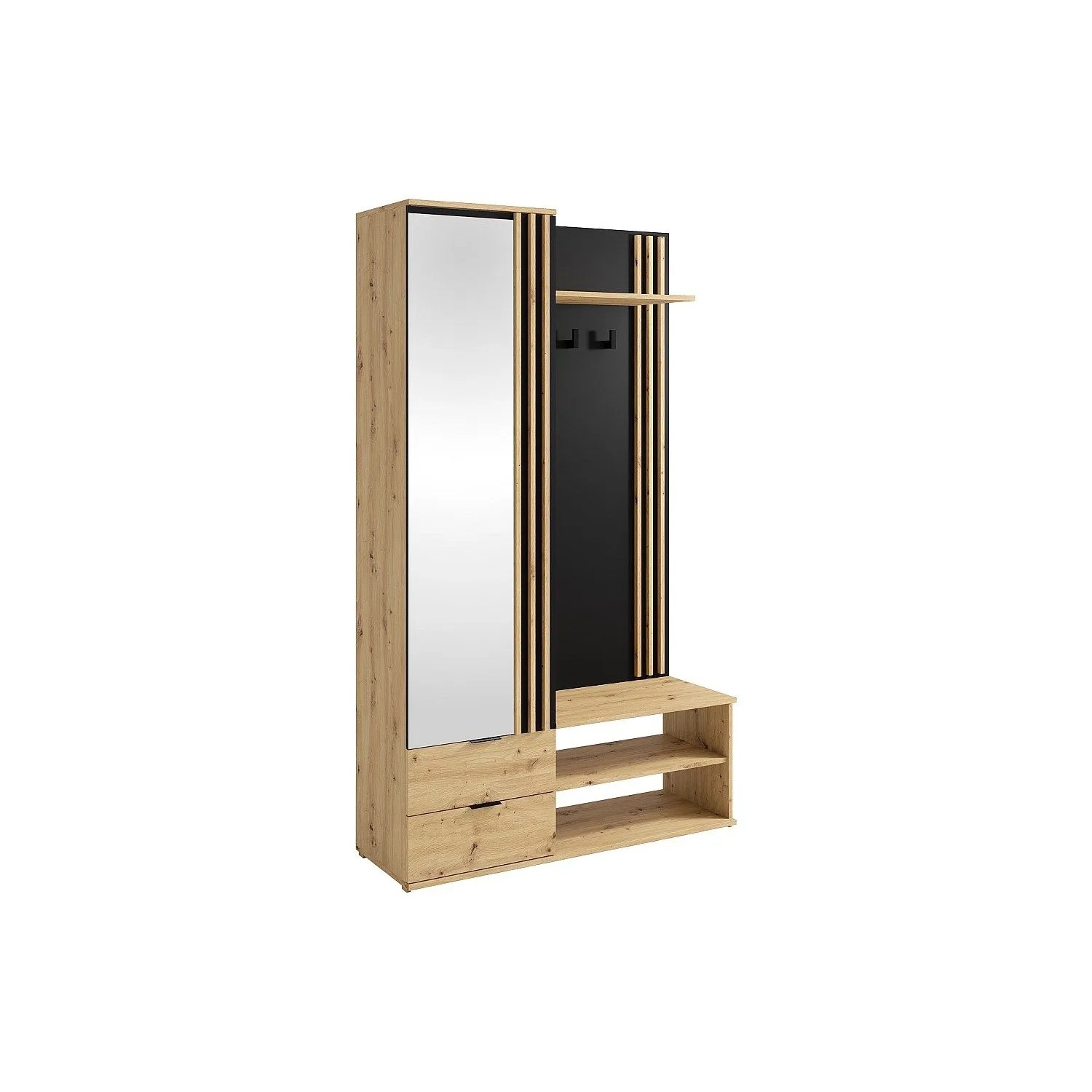 Vente-unique Flurgarderobe Janakia Schwarz  Naturfarben Hell 120 cm