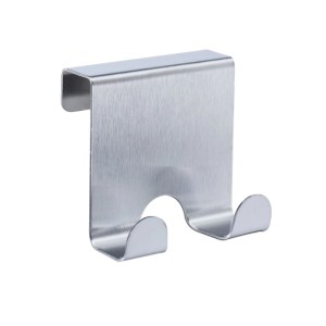 Relaxdays Türhaken 4er Set Edelstahl Silber Doppelt 6,5 cm x 7 cm x 5 cm