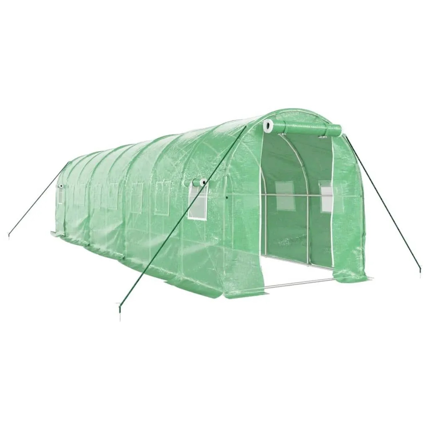 vidaXL Gewächshaus mit Stahlrahmen Grün 16 m² 8x2x2 m 3188019