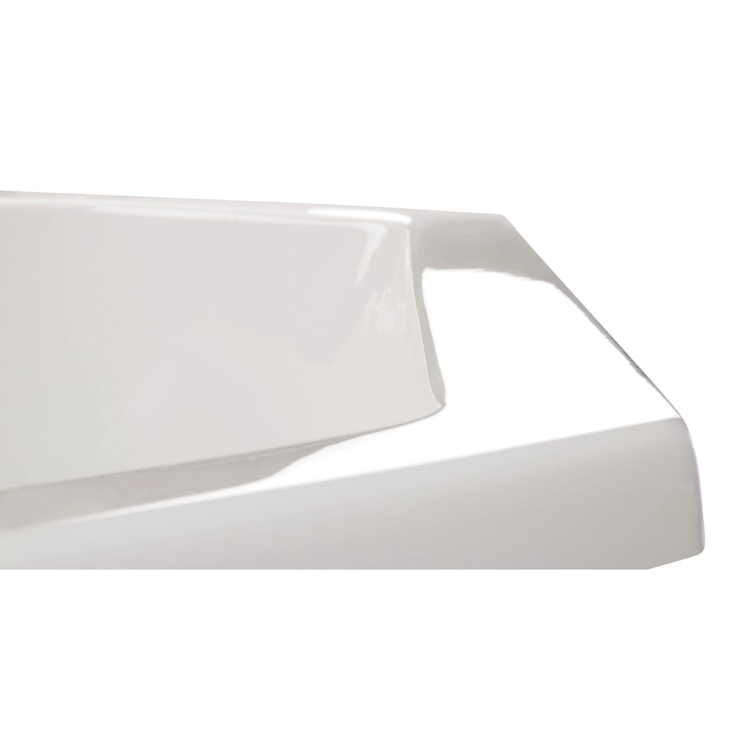 Detailansicht der Calmwaters Sechseck-Badewanne Exclusive aus Acryl, weiße Duowanne.