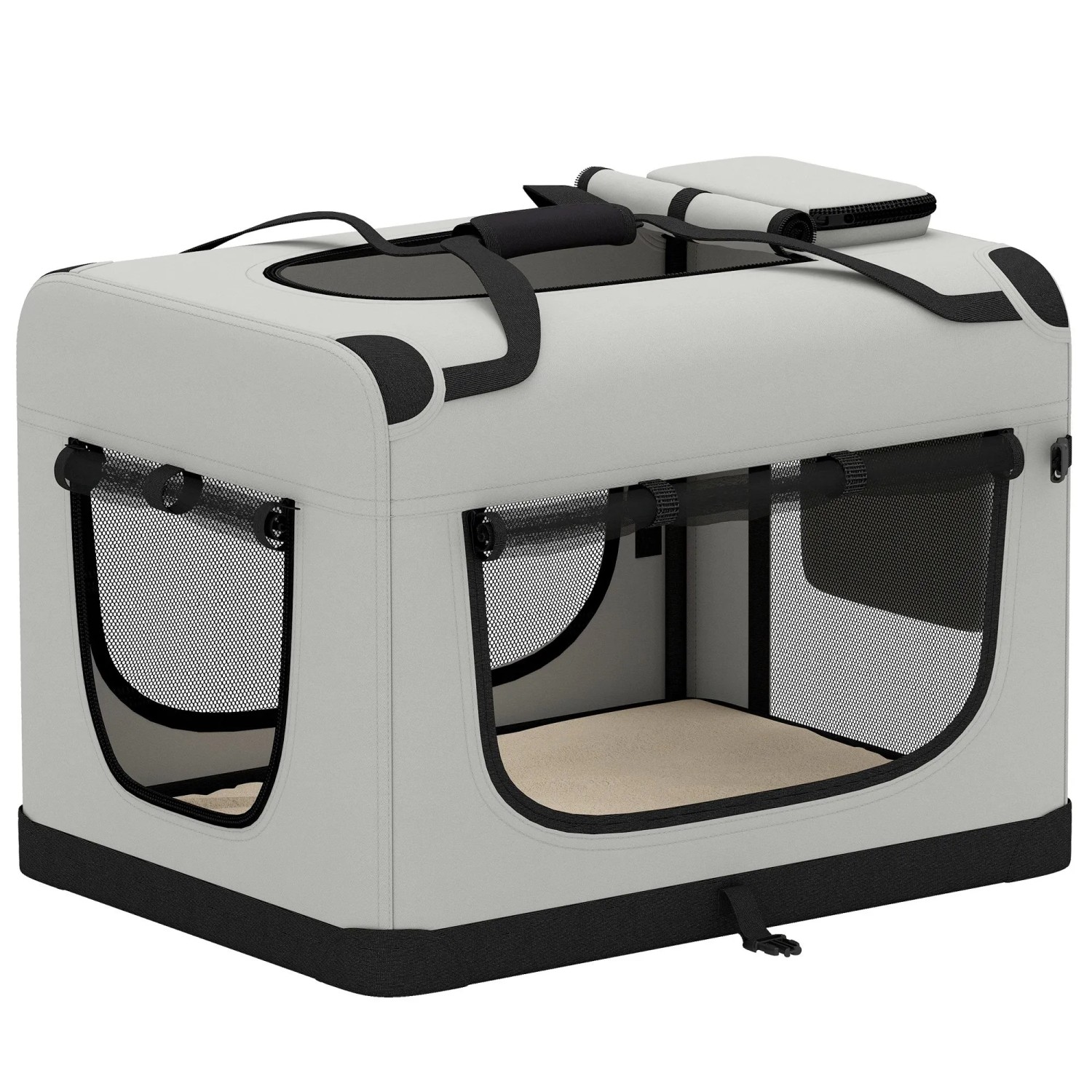PawHut Transporttasche Oxford-Gewebe PVC 81 x 56 x 58 cm Hellgrau