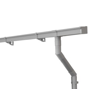 Inefa Dachrinnen Set, 3m, NW 68, Kastenrinne, grau, aus PVC mit Fallrohr und Zubehör.