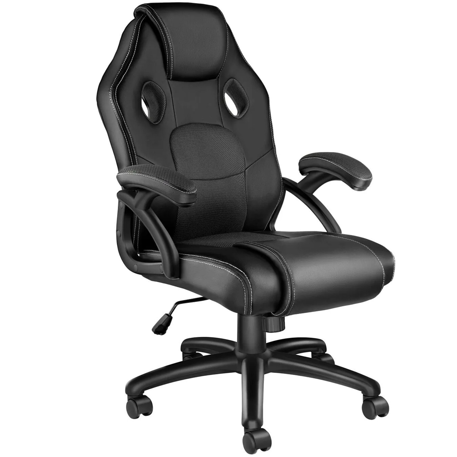 Tectake Bürostuhl Mike Ergonomische Form Dicke Polsterung  69 x 68 x 114 50 cm Schwarz