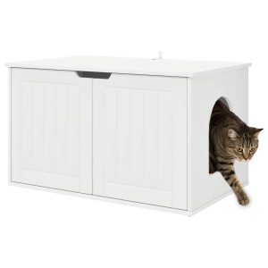 vidaXL Katzenhaus Weiß 85 x 55 x 50,5 cm Holzwerkstoff 8000716