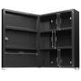 Offener, abschließbarer Banjado XXL Medizinschrank in Anthrazit mit Mohn Aquarell Motiv. Bad-Standregal aus Metall mit Fächern.