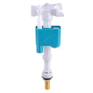 Weiß-türkiser Spülkasteneinsatz, Füllventil und Glocke. Universal für 3-9 Liter Spülmenge mit Start/Stop Funktion.