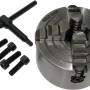 Rotwerk Planscheibe 10 cm mit Spannbacken, Schrauben und Schlüssel für Drehmaschinen.