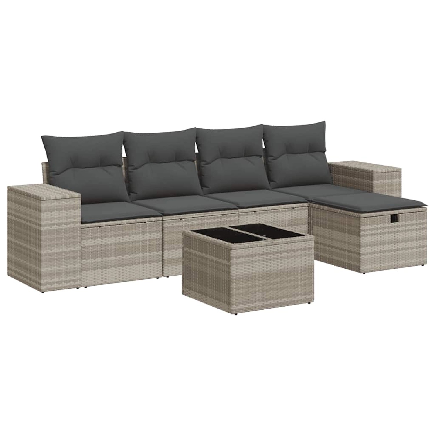 vidaXL 6-Tlg Garten-Sofagarnitur mit Kissen Hellgrau Poly Rattan 3325678 günstig online kaufen