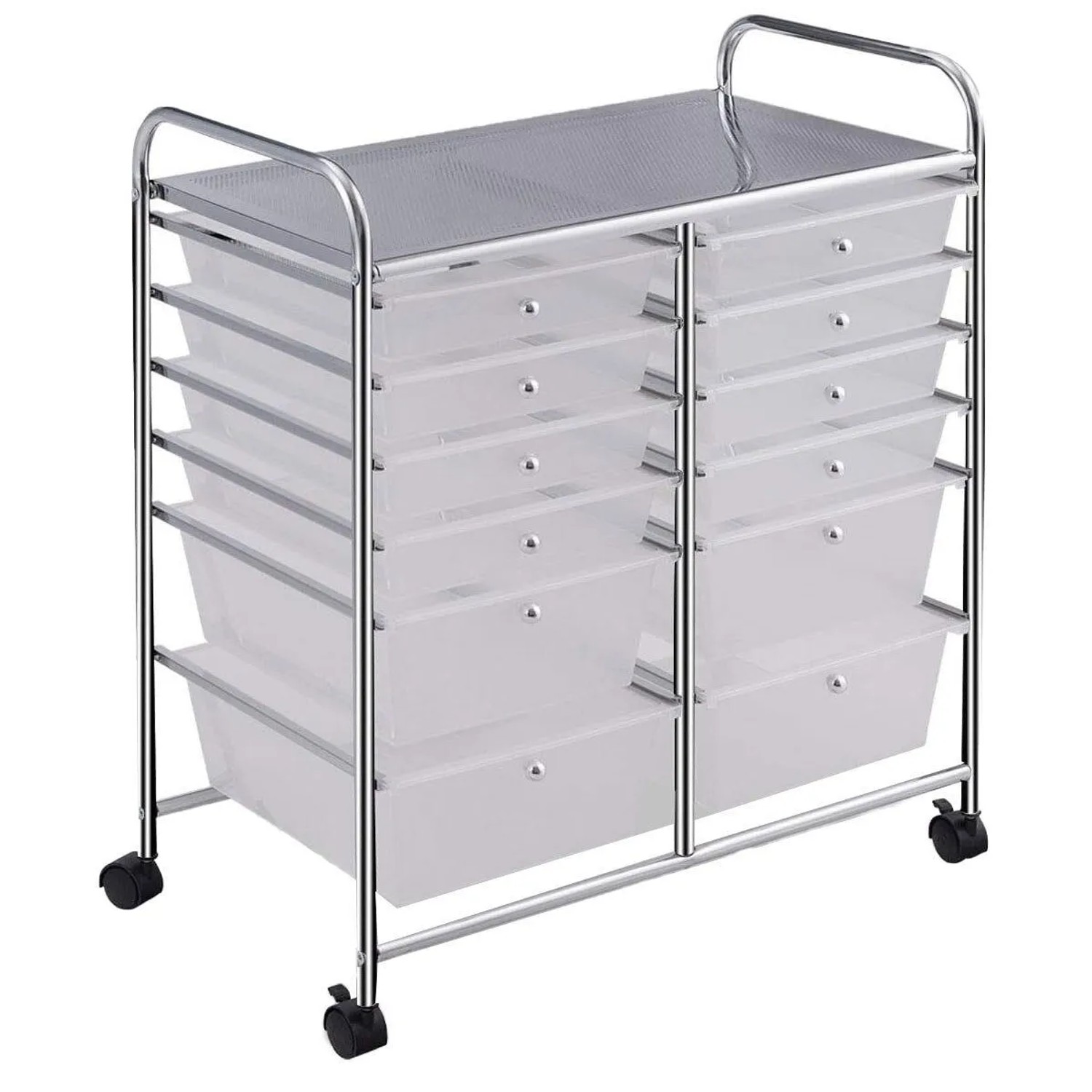 Costway Rollwagen mit 12 Stapelbaren Transparenten Schubladen günstig online kaufen