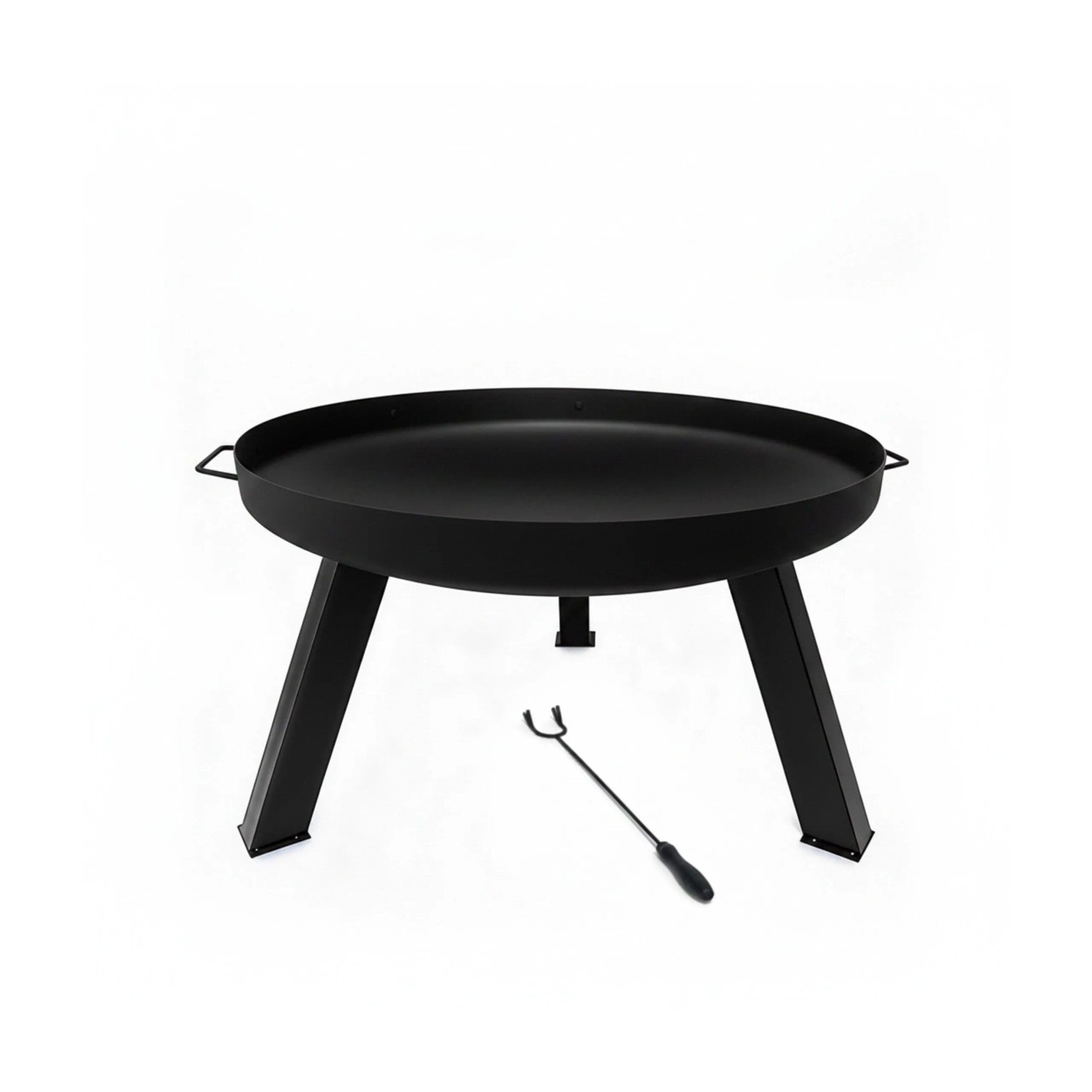 Relaxdays Feuerschale Stahl Schwarz mit Schürhaken 64 cm x 64 cm x 36 cm 5 kg