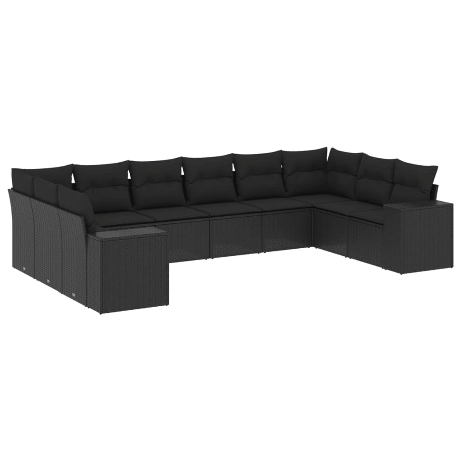 vidaXL 10-Tlg Garten-Sofagarnitur mit Kissen Schwarz Poly Rattan 3255402 günstig online kaufen