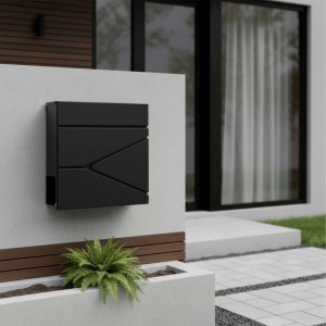 Relaxdays Briefkasten Metall Schwarz mit Zeitungsfach Abschließbar 37 cm x 37 cm x 11 cm 2,9 kg