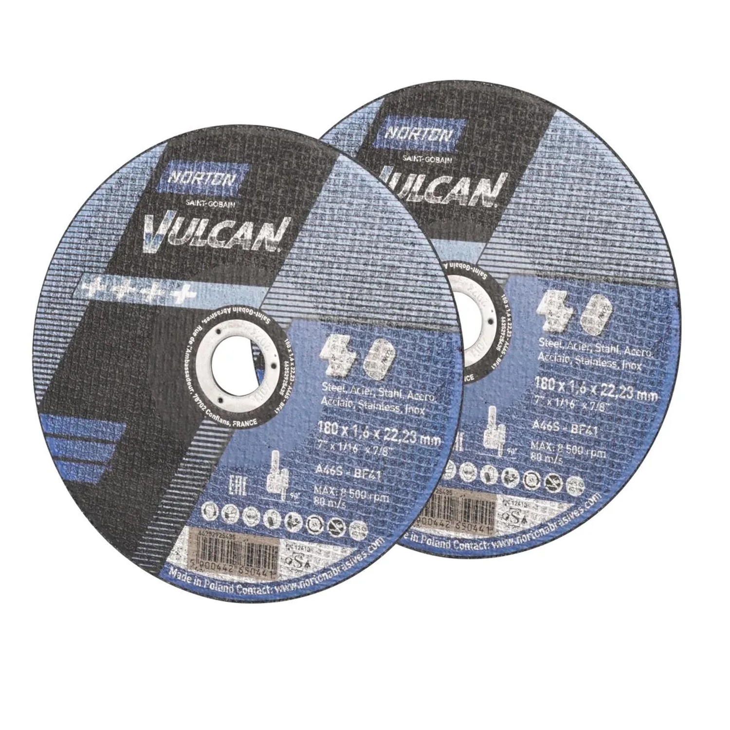 NORTON Trennscheibe 2er Set Sägeblatt 180 X 16 X 2223 MM für Metalltrennsägen