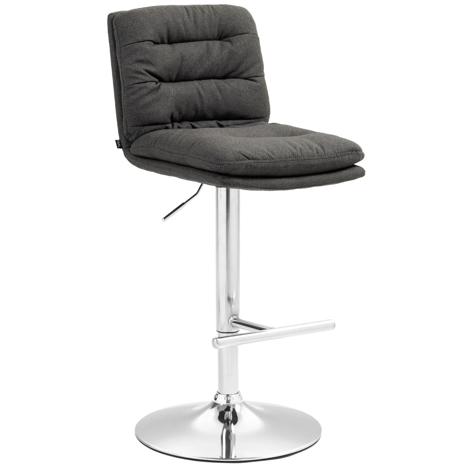 DELUKE Barhocker TURIN Dunkelgrau Stoff Chrom Barstuhl Mit Lehne Tresenhocker Tresenstuhl