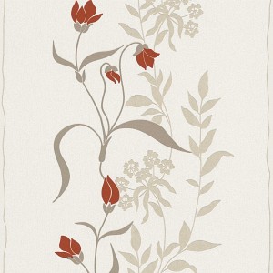 Tadessi Vliestapete Juliano M1 No 3821 mit Blumenmuster in Creme und Rot.
