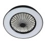 Schwarzer Lindby LED Deckenventilator mit Lampe, dimmbar, für Wohnzimmer.