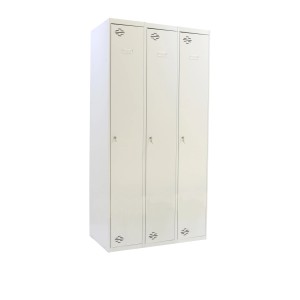 PROREGAL Spind Amego mit 3 Abteilen, lichtgrauer Metall-Kleiderspind für Garderobe.