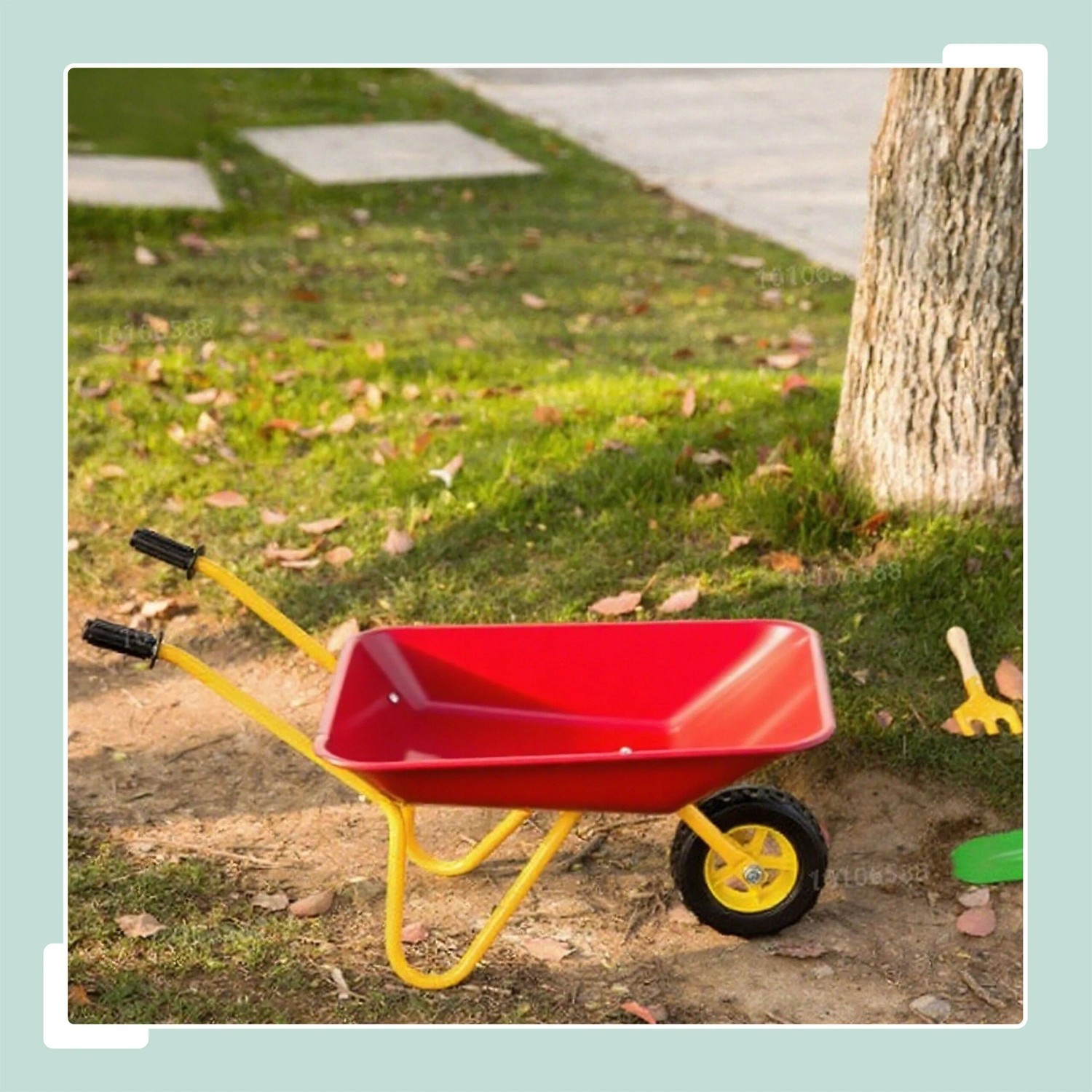 Relaxdays Schubkarre für Kinder Eisen PE Rot 43 cm x 74 cm x 36 cm 2,1 kg_2