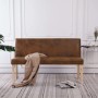 Braune vidaXL Sitzbank in Wildleder-Optik, ideal für Wohnzimmer oder Flur. Bequeme Polsterung, robustes Kiefernholz.