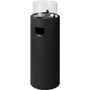 Enders Feuerstelle Nova LED L Black-Chrome: Schwarze Feuersäule mit Glaszylinder für stimmungsvolle Atmosphäre.