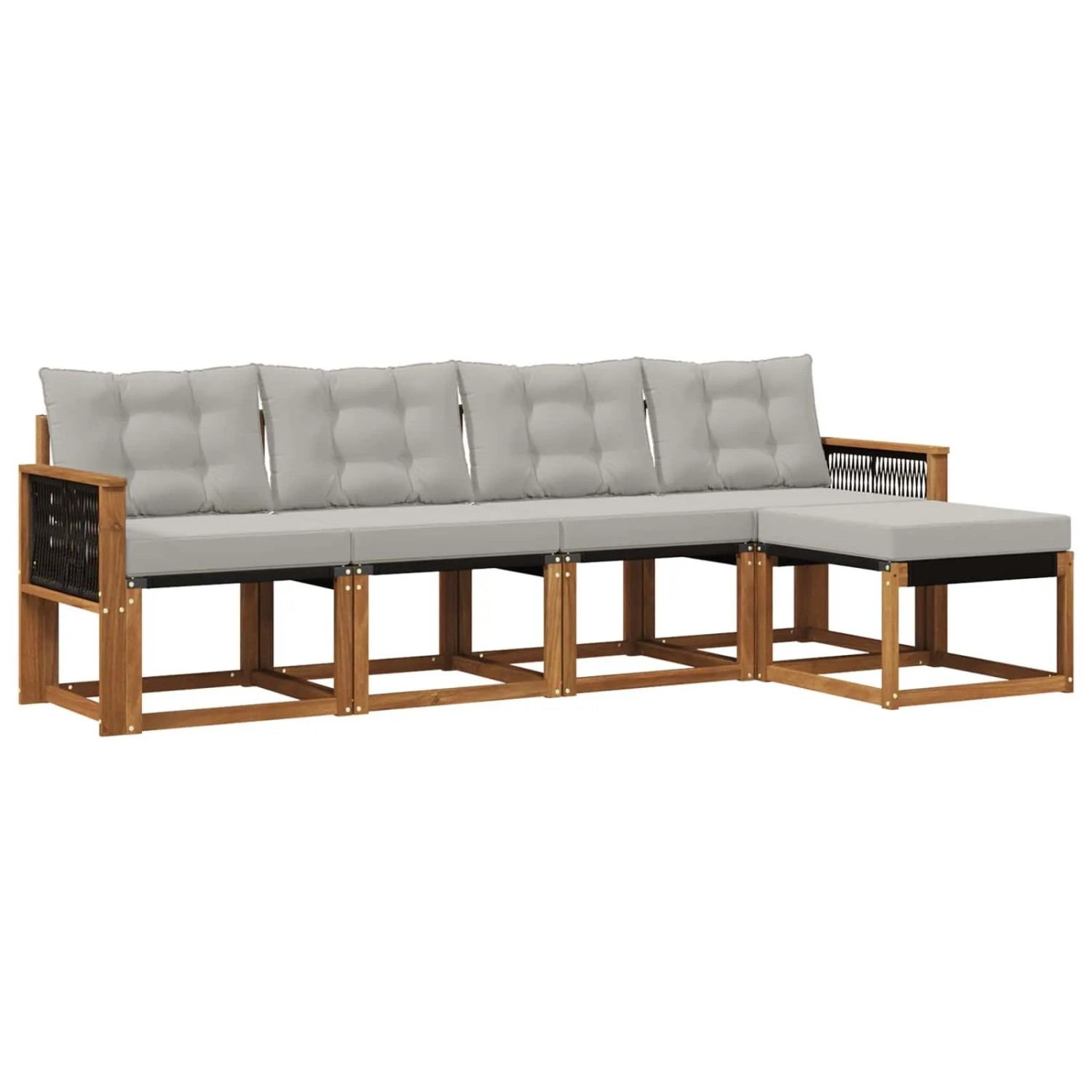 vidaXL Outdoor-Sofagarnitur mit Kissen 5 Stk Natur und Hellgrau 3381887