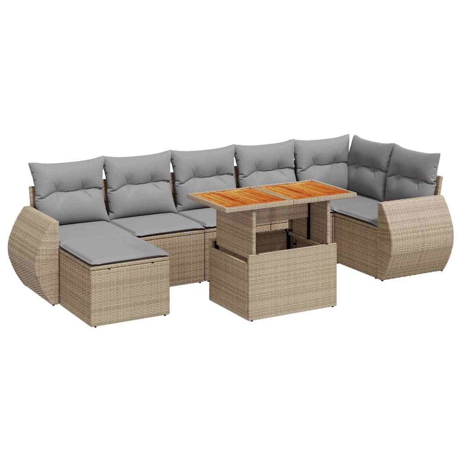 vidaXL 8-Tlg Garten-Sofagarnitur mit Kissen Beige Poly Rattan 3327293 günstig online kaufen