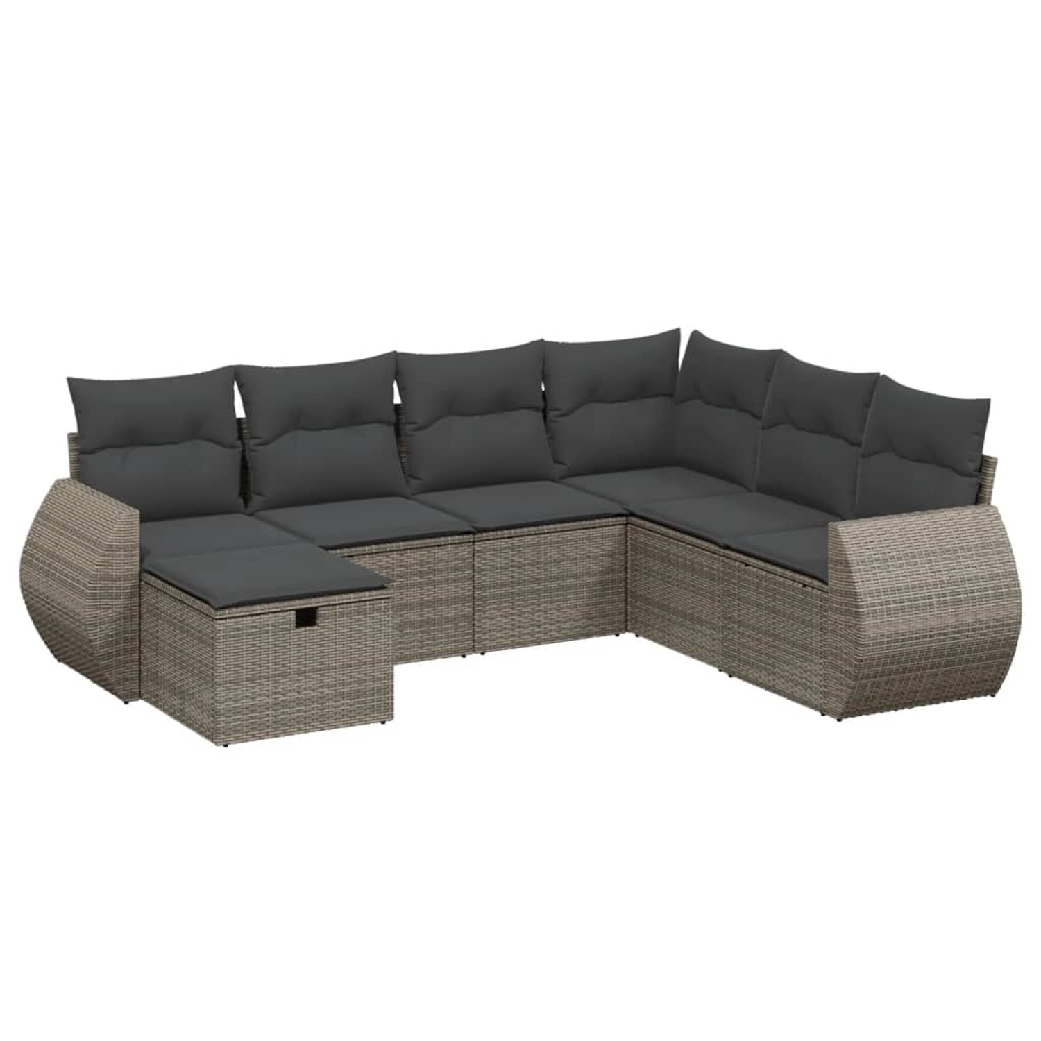 vidaXL 7-Tlg Garten-Sofagarnitur mit Kissen Grau Poly Rattan 3264146 günstig online kaufen