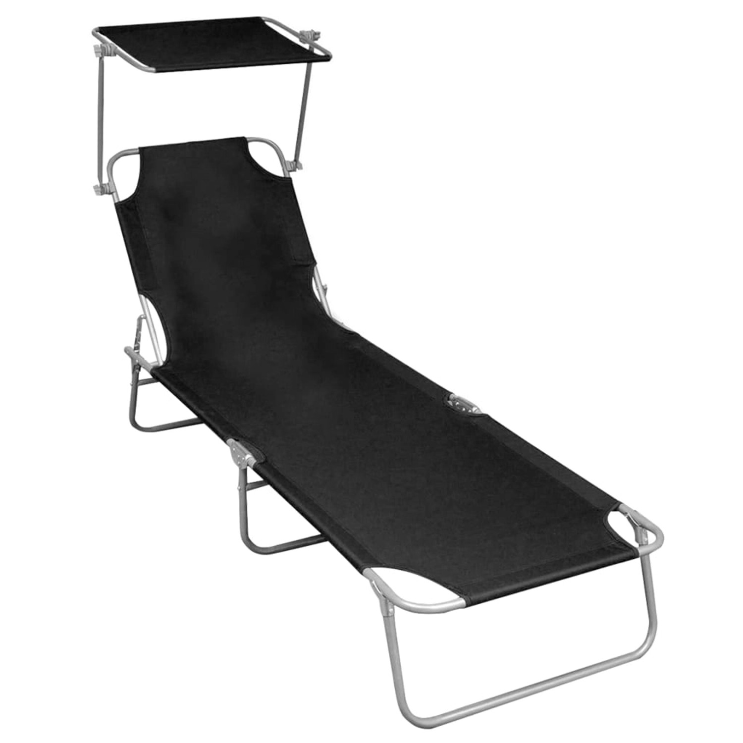 vidaXL Klappliege mit Sonnendach Schwarz Aluminium 47770
