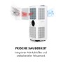 Weisse Klarstein Klimaanlage Kraftwerk Smart 12K mit Luftfilter und Luftstrom.