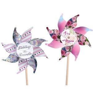 Happy People Windmühle, 2-fach sortiert: Designs 'Lieblingsfreundin' und 'Von Herzen'.