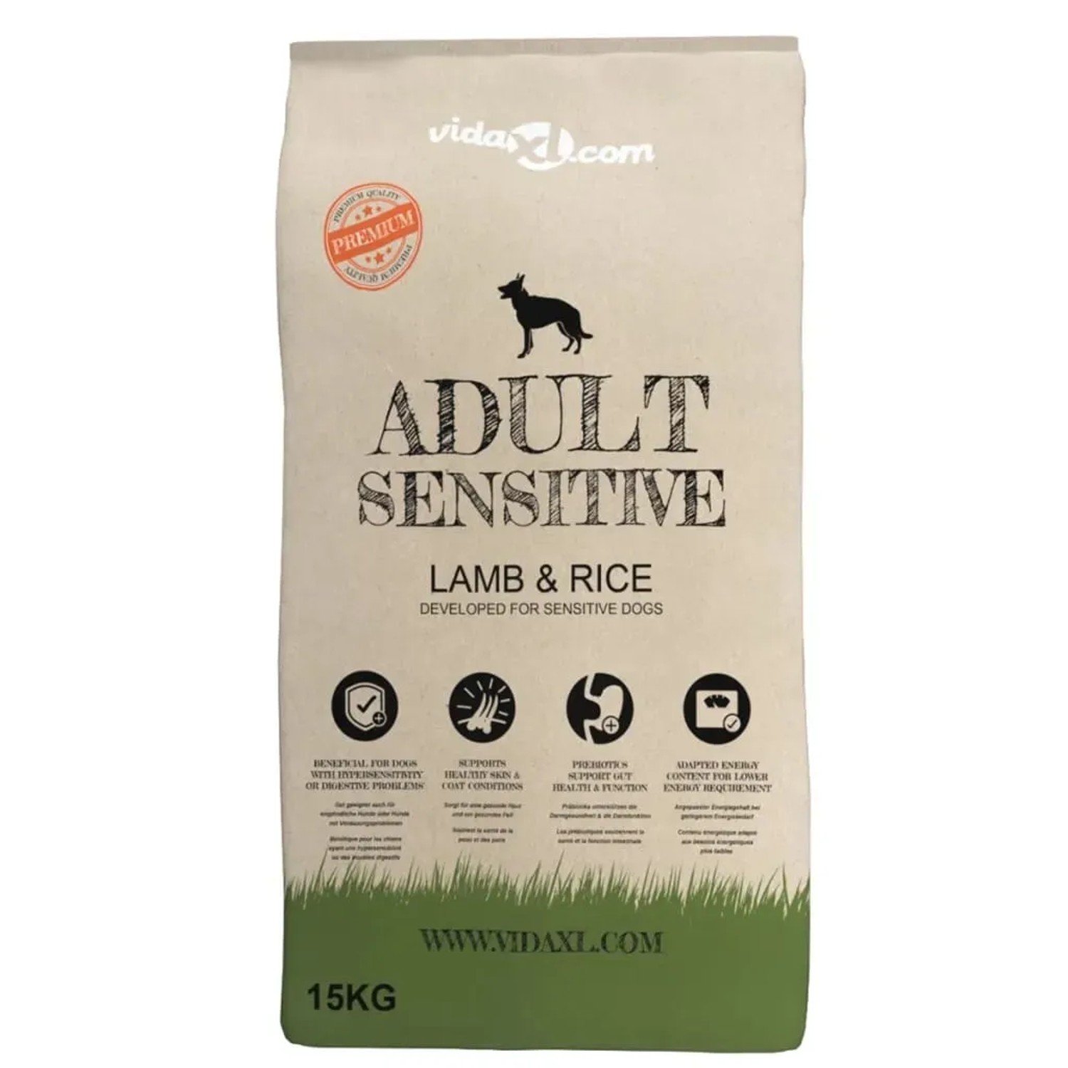 vidaXL Trockenfutter für Hunde Adult Sensitive Lamb & Rice 15 kg 170491_2