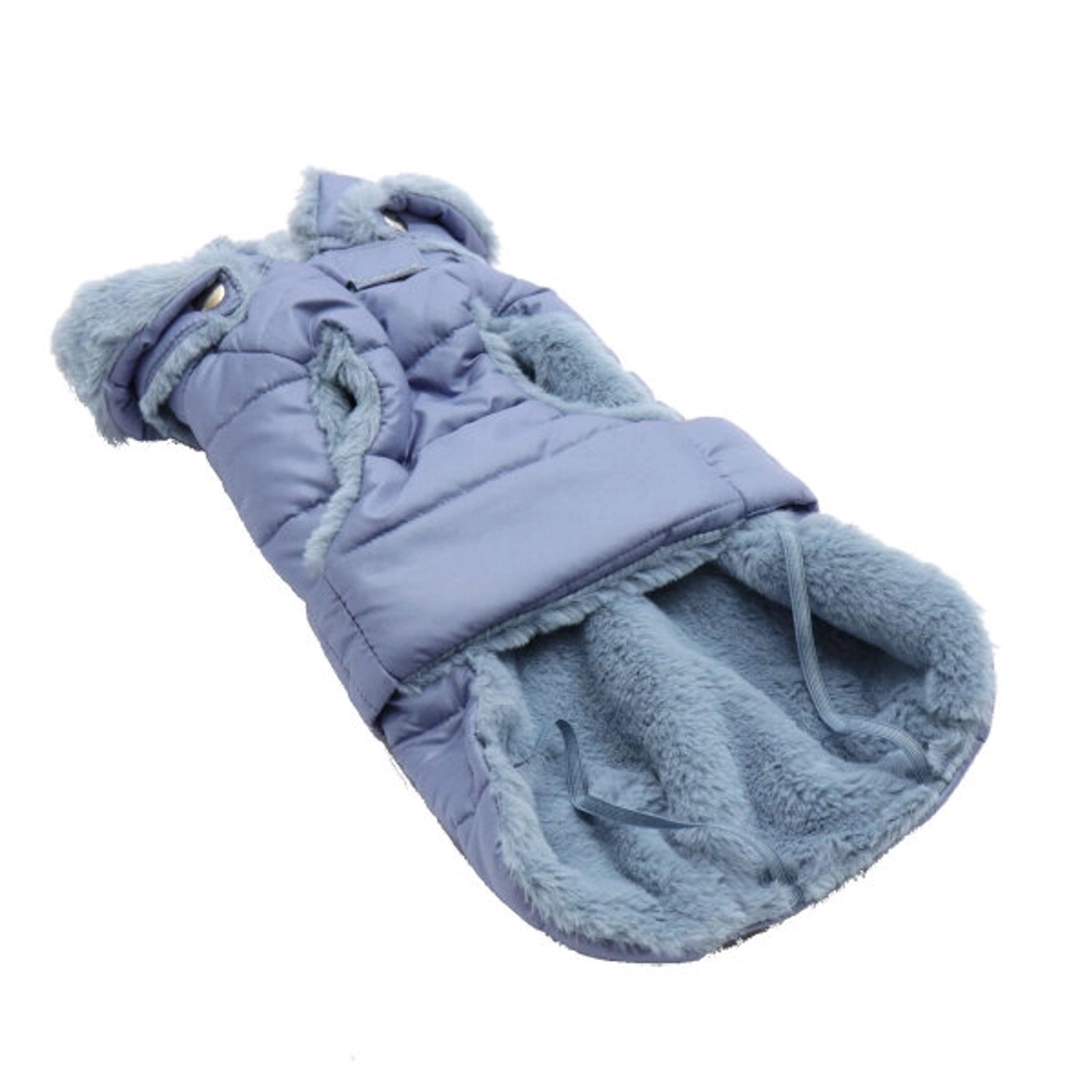 Fashion Dog Hunde-Steppmantel mit Kunstpelz-Futter Azzurro 30 cm