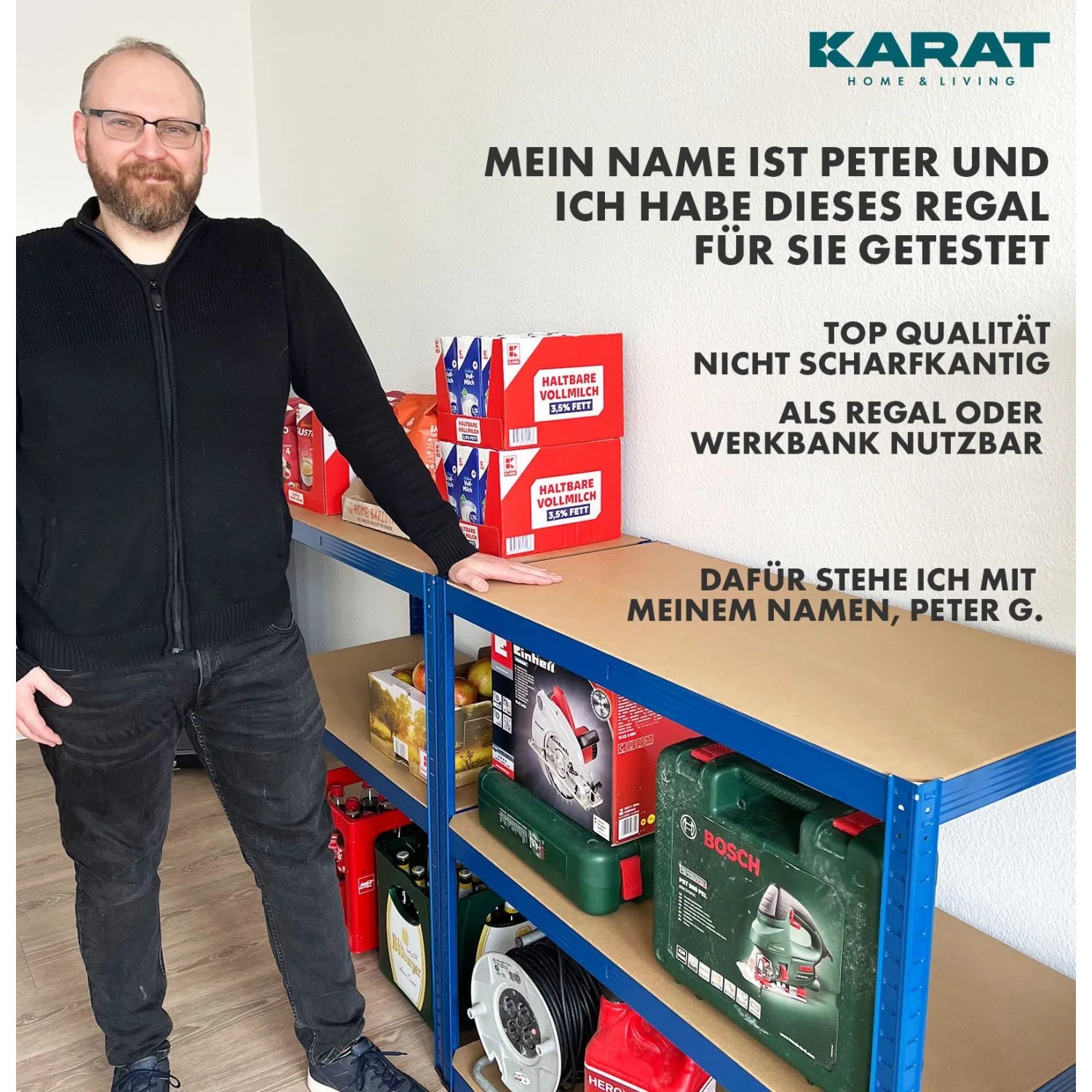 KARAT Schwerlastregal Lakota 2er Set Traglast bis 875 kg Blau 150 x 75 x 30 cm_5