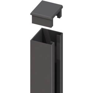 Anthrazitfarbenes U-Montageprofil (238 cm) mit Kunststoffkappe für Zaunbau.