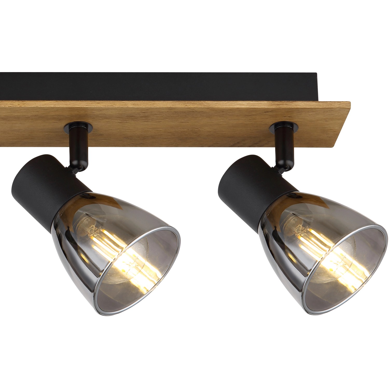 Globo Strahler Claude, 4-flammig, dunkelbraun/rauchfarben, Holz/Metall, für Spots.