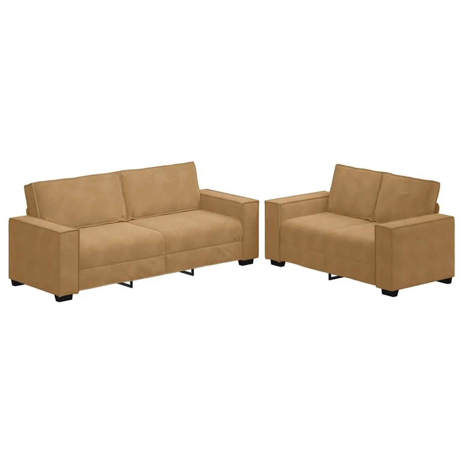 vidaXL 2-Tlg Sofagarnitur mit Kissen Braun Samt 3324707
