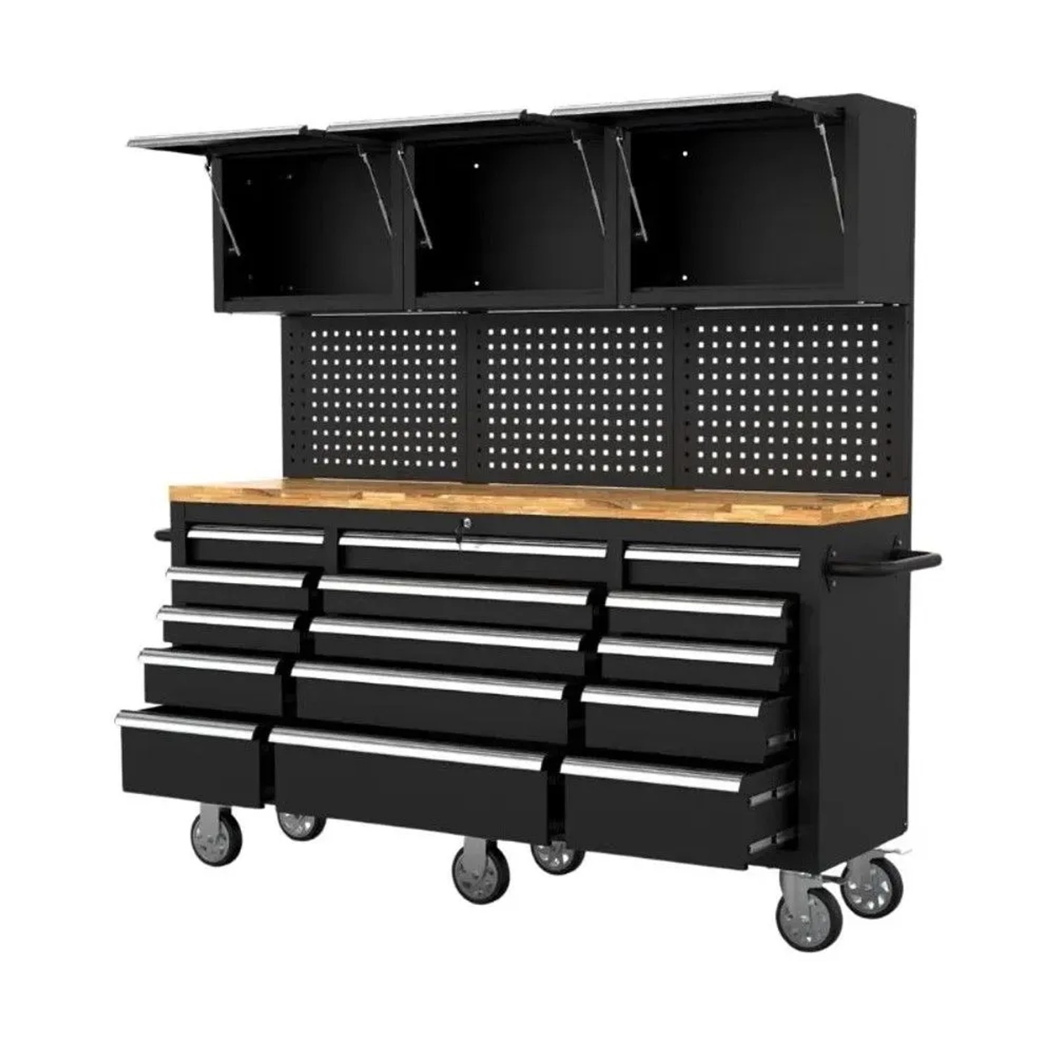 Galaflor Mobile Werkbank mit Lochwand Oberschränken und Arbeitsplatte 183 cm_4