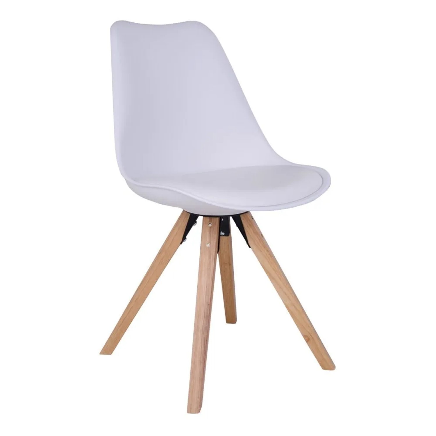 ebuy24 Benno Esszimmerstuhl als Schalenstuhl Weiss PU Kunstleder Natur Beine