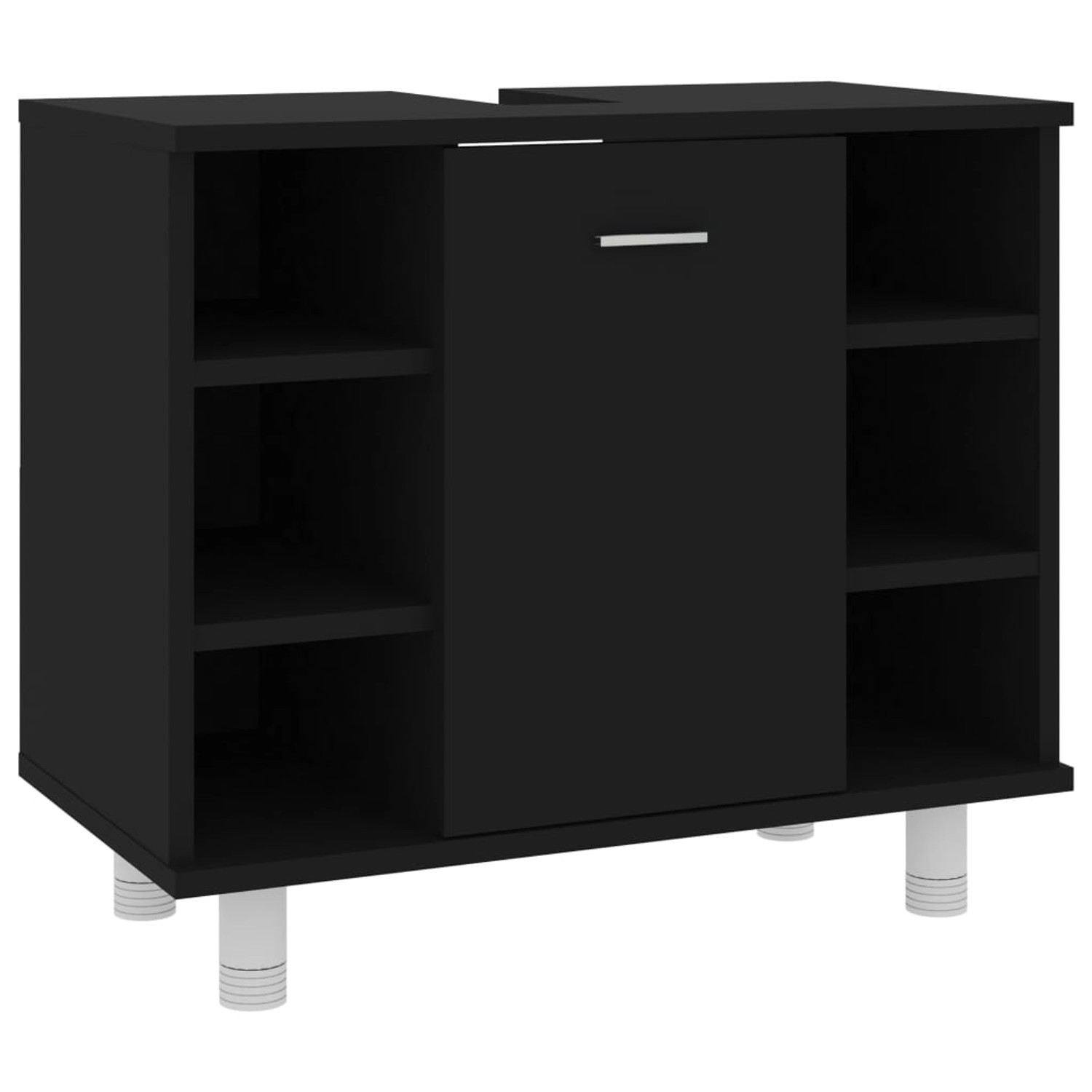 vidaXL Badezimmerschrank Schwarz 60x32x53,5 cm Holzwerkstoff