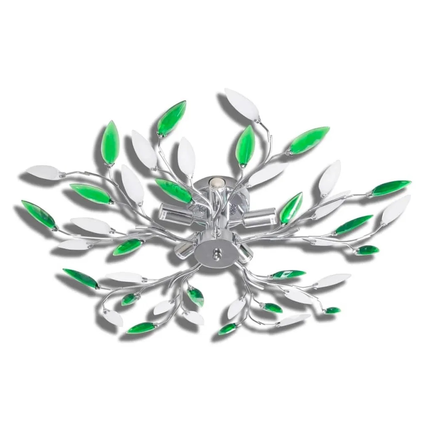 vidaXL Deckenlampe Güne und Weiße Blätterranken mit Acryl-Blättern 5x E14 241478