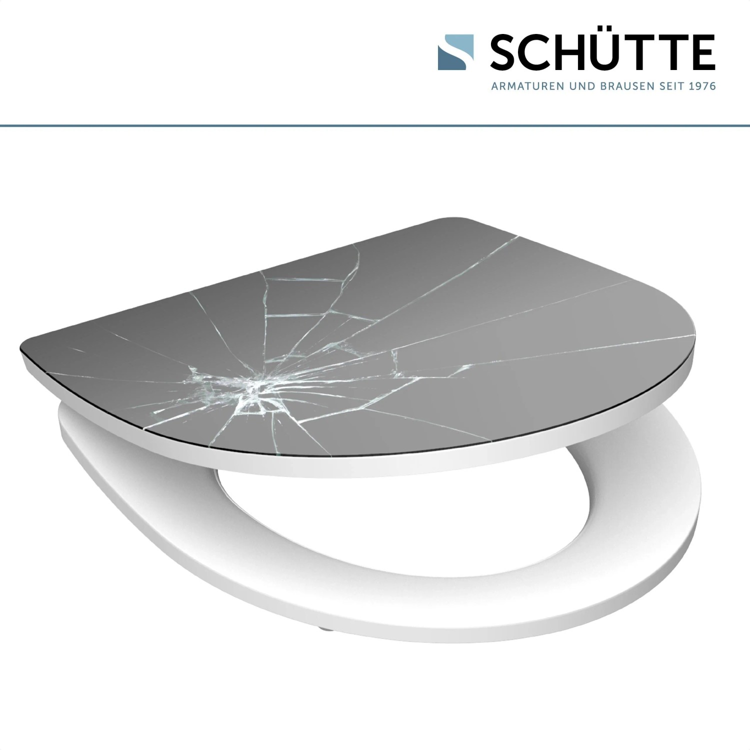 Schütte WC-Sitz Broken Glass mit Absenkautomatik und Schnellverschluss.