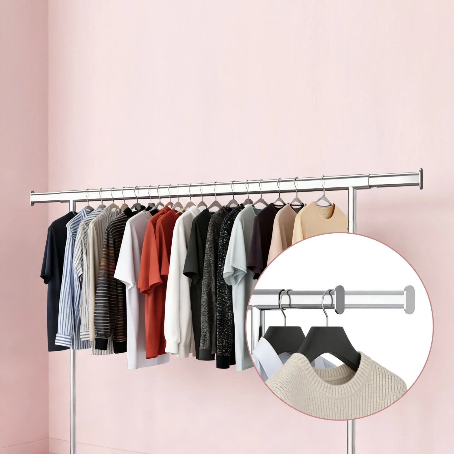 Songmics Kleiderständer Rollbar Ausziehbare Stange 200 x 161,5 x 45 cm Silber kaufen bei OBI